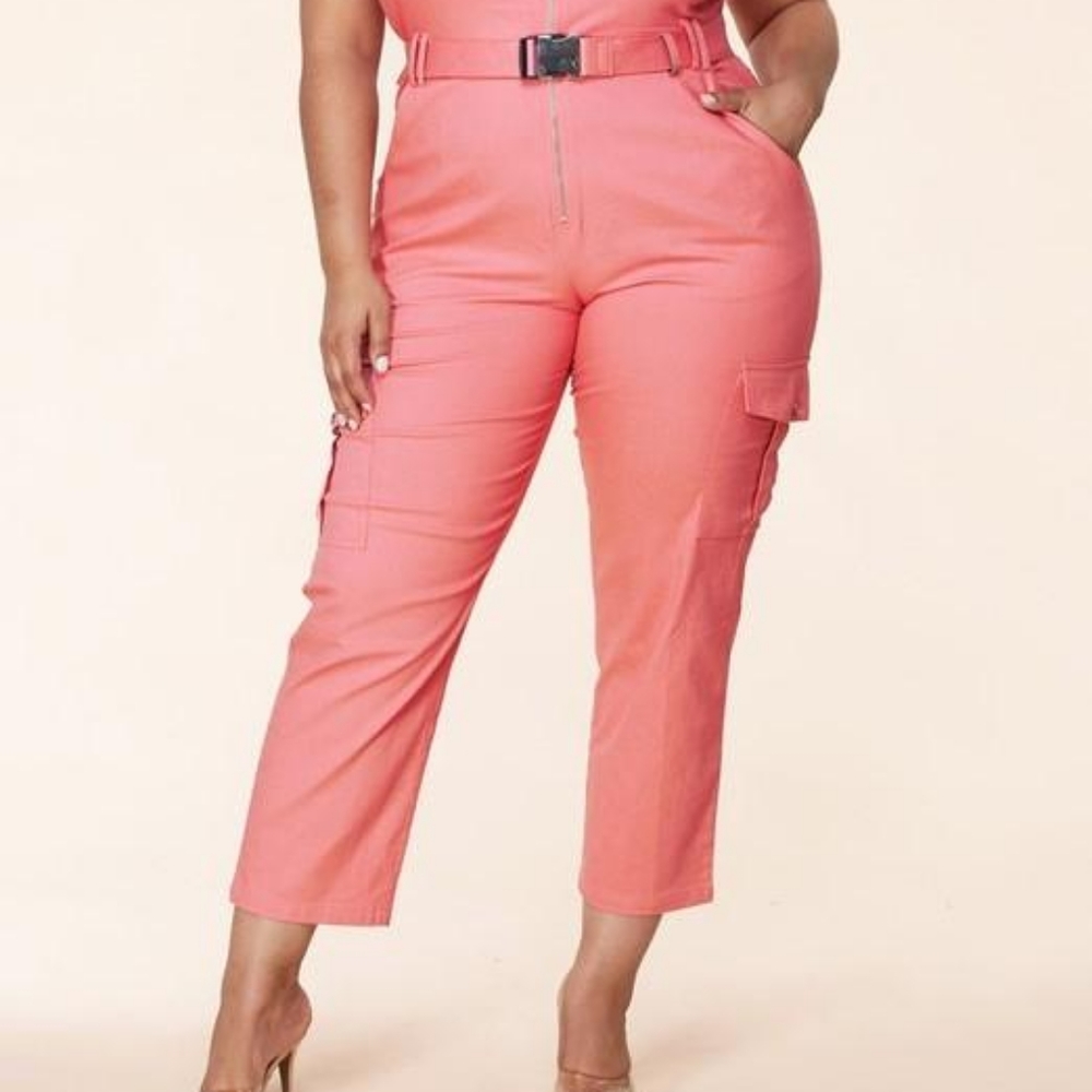 L' Atiste by Amy Coral Cargo Jumpsuit with Belt - Picture 6 of 7